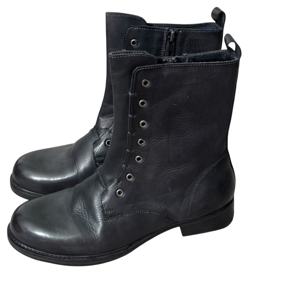 Vintage Foundry Co Black Leather Combat Boots Size 10 Gemma - Picture 1 of 3